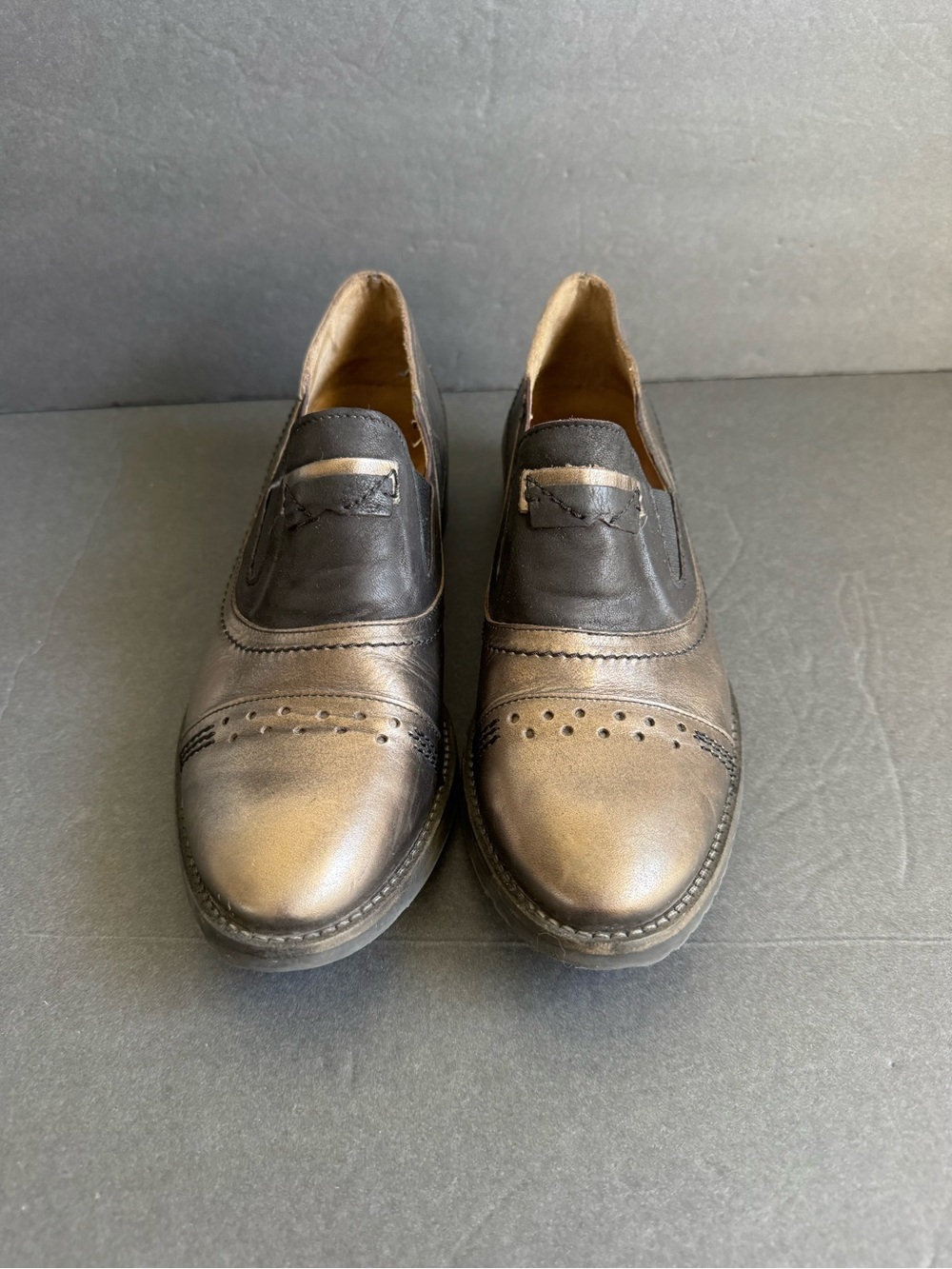 Casta Loafers Metallic Leather Shoes Slip On Vintage Style 39 - Picture 3 of 13